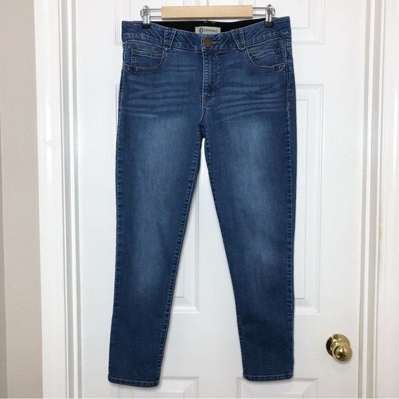 Democracy Stretchy Ab Technology Mid Rise Waistband Slimming Panel Blue Jeans 12 - Picture 2 of 16